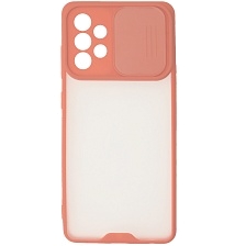 Чехол накладка LIFE TIME для SAMSUNG Galaxy A52 (SM-A525), силикон, пластик, матовый, со шторкой для защиты задней камеры, цвет окантовки розовый