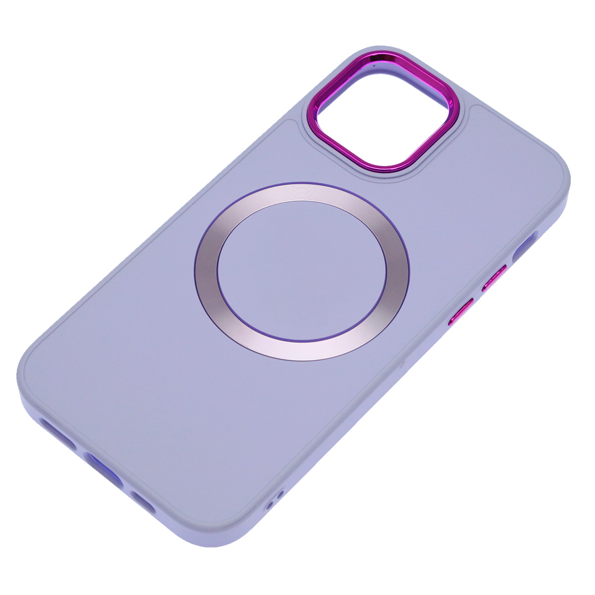 Чехол накладка с поддержкой MagSafe для APPLE iPhone 12, iPhone 12 Pro, силикон, пластик, цвет сиреневый