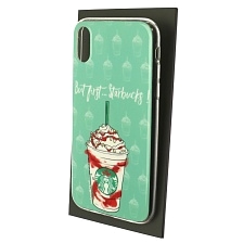 Чехол накладка для APPLE iPhone XR, силикон, рисунок But first...Starbucks