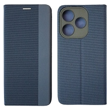 Чехол книжка MESH для TECNO Spark 10, 10C, текстиль, силикон, бархат, визитница, цвет темно синий