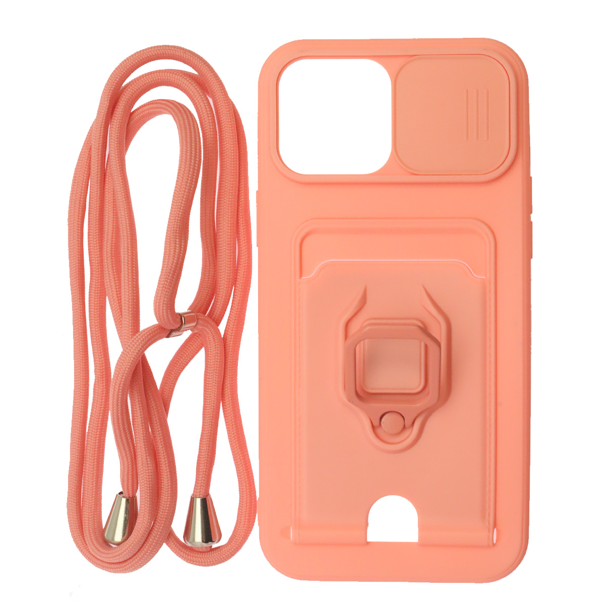 Чехол накладка MULTI FUNCTION 4 в 1 для APPLE iPhone 13 Pro Max (6.7), цвет персиковый