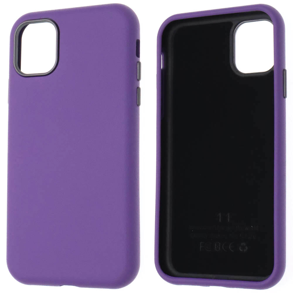 Чехол накладка для APPLE iPhone 11 (6.1"), силикон, пластик, текстура кожи, бархат, цвет сиреневый