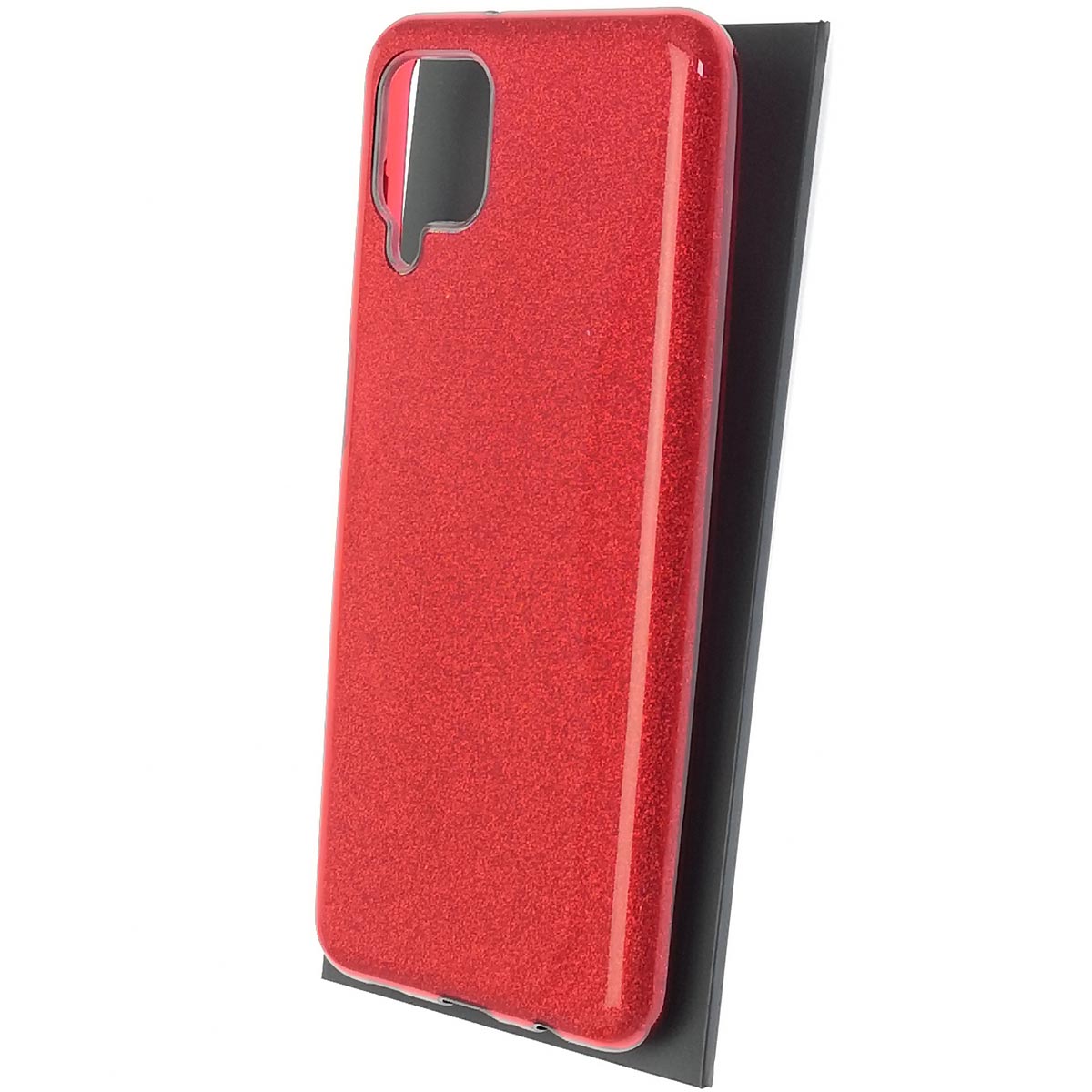 Чехол накладка SHINE для SAMSUNG Galaxy A12 (SM-A125), силикон, блестки, цвет красный