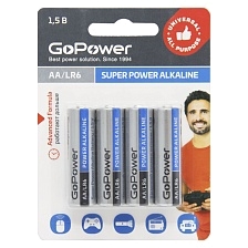 Батарейка GoPower LR6 AA BL4 Alkaline 1.5V Батарейка GoPower LR6 AA BL4 Alkaline 1.5V