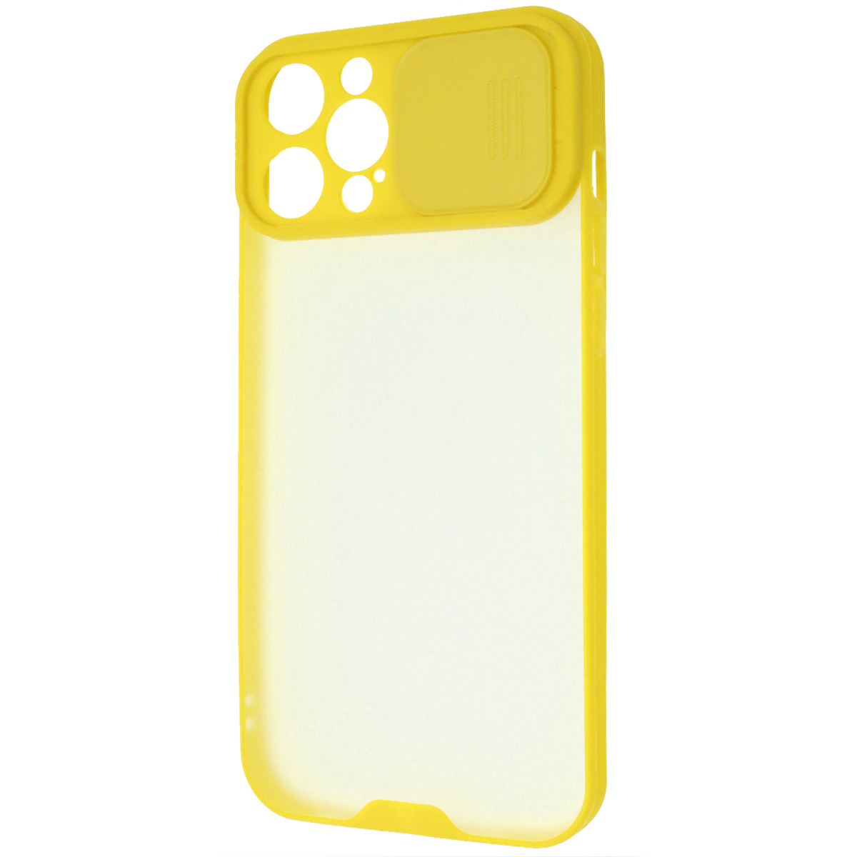 Чехол накладка LIFE TIME для APPLE iPhone 12 Pro MAX (6.7"), силикон, пластик, матовый, со шторкой для защиты задней камеры, цвет окантовки желтый