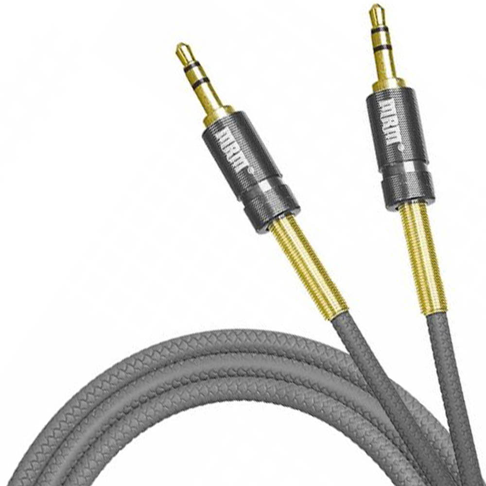Кабель AUX MRM R2 силикон, с пружиной, длина 1.5 метра, цвет серый
