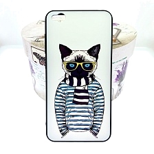 Чехол накладка для XIAOMI REDMI GO, силикон, рисунок кот в полосатой кофте, цвет белый.