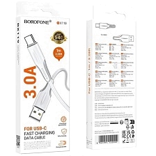 Кабель BOROFONE BX119 USB Type C, 3А, длина 1 метр, цвет белый