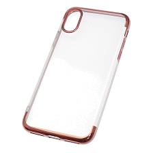 Чехол накладка для APPLE iPhone X, iPhone XS, силикон, глянцевый, цвет окантовки розовое золото
