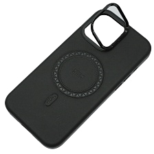 Чехол накладка Modern Stylish с поддержкой MagSafe для APPLE iPhone 16 Pro Max, защита камеры, подставка, экокожа, бархат, цвет черный