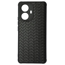 Чехол накладка для Realme 10 Pro Plus, защита камеры, силикон, плетение, цвет черный