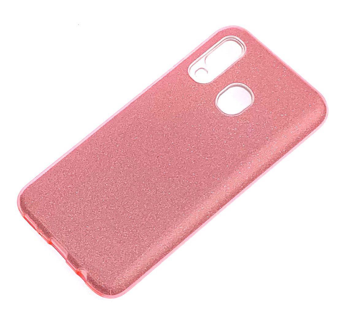 Чехол накладка Shine для SAMSUNG Galaxy A70 2019 (SM-A705), силикон, блестки, цвет коралловый.