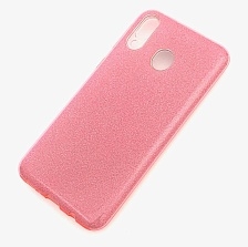 Чехол накладка Shine для SAMSUNG Galaxy M20 (SM-M205), силикон, блестки, цвет коралловый.