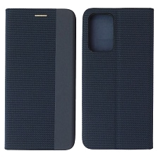 Чехол книжка MESH для SAMSUNG Galaxy A52 (SM-A525), текстиль, силикон, бархат, визитница, цвет темно синий
