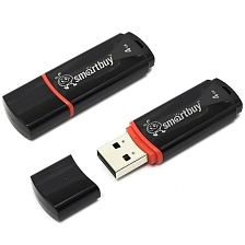 Флешка USB 2.0 4GB SMARTBUY Crown, цвет черный Флешка USB 2.0 4GB SMARTBUY Crown, цвет черный