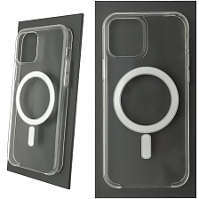 Чехол накладка Clear Case с поддержкой Magsafe для APPLE iPhone 12 (6.1"), iPhone 12 Pro (6.1"), силикон, цвет прозрачный