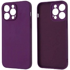 Чехол накладка NANO для APPLE iPhone 14 Pro Max, защита камеры, силикон, бархат, цвет фиолетовый