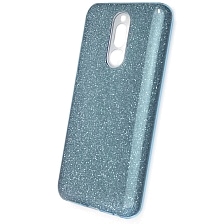 Чехол накладка для XIAOMI Redmi 8, силикон, блестки, цвет голубой.