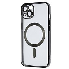 Чехол накладка FASHION CASE с поддержкой MagSafe для APPLE iPhone 13, силикон, защита камеры, цвет окантовки черный