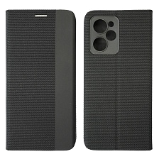 Чехол книжка MESH для XIAOMI POCO X5 Pro, текстиль, силикон, бархат, визитница, цвет черный