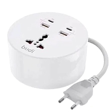 Сетевой удлинитель BUDI M8J308RE, 2 USB (QC 3.0), Type-C (PD) длина 1.5 м, 36 Вт, цвет белый | Последняя цена