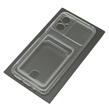 Чехол накладка CARD CASE для XIAOMI POCO M5, силикон, отдел для карт, цвет прозрачный