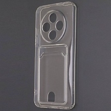 Чехол накладка CARD CASE для TECNO Spark 30C, защита камеры, силикон, отдел для карт, цвет прозрачный | РЕТРО