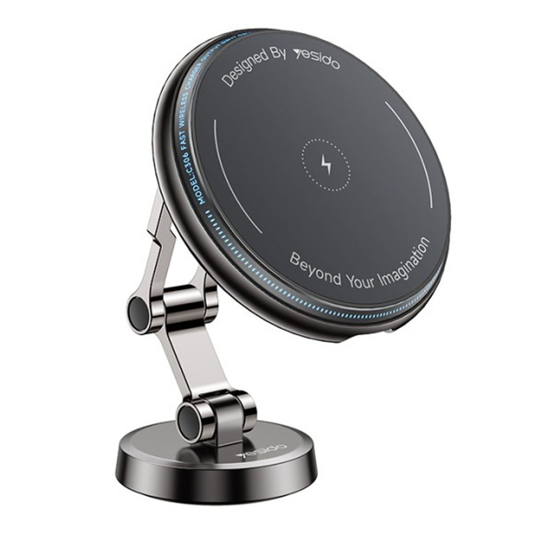 Автомобильный магнитный держатель YESIDO C306 для смартфона, на приборную панель, беспроводная зарядка 15W, цвет серебристый