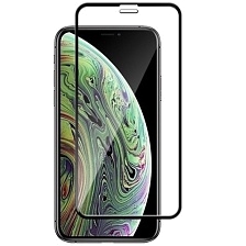 Стекло защитное "6D" FULL GLUE для iPhone XS Max (6.5) в упаковке, цвет черный.