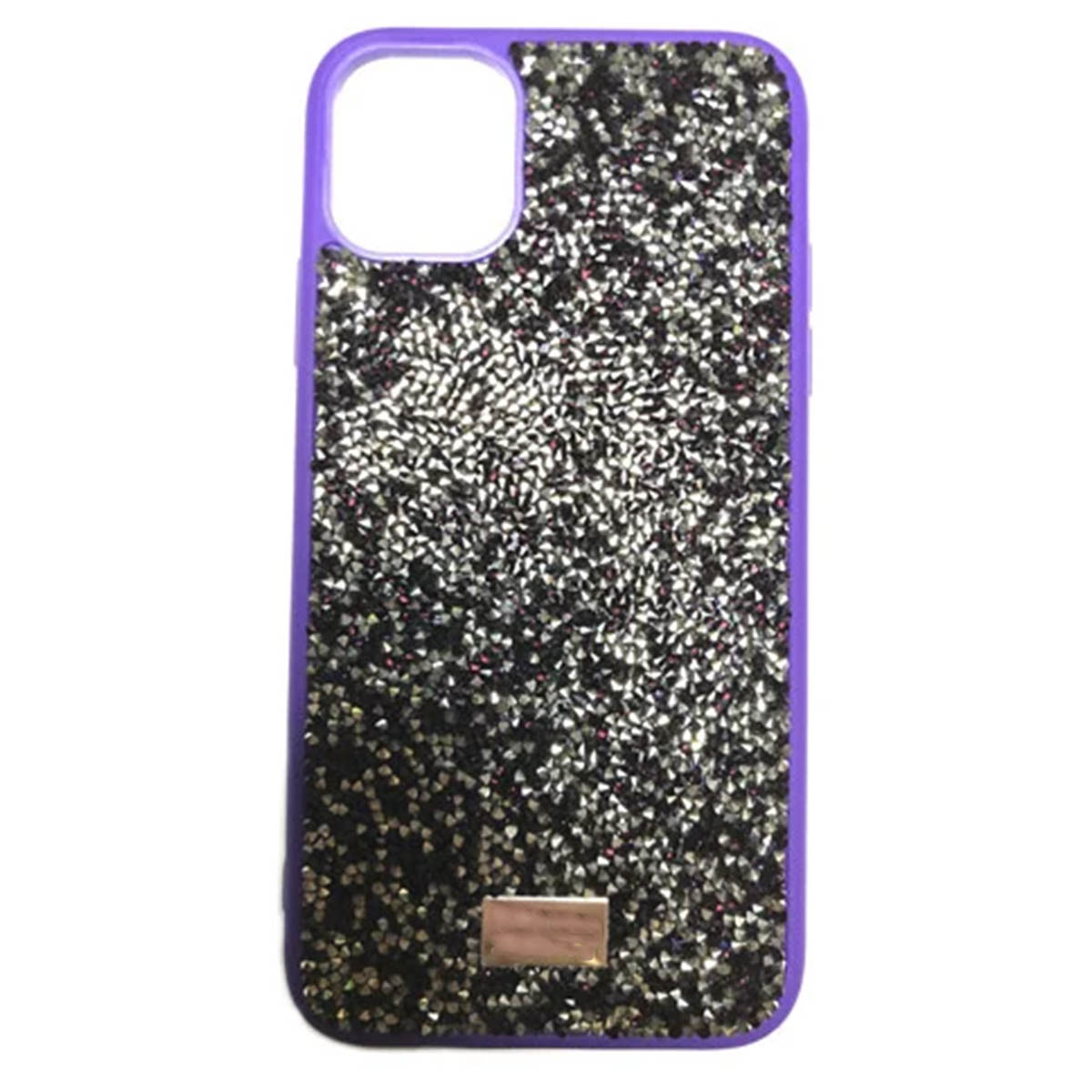 Чехол накладка для APPLE iPhone 12 mini (5.4"), стразы, цвет окантовки фиолетовый