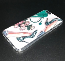 Чехол накладка для APPLE iPhone 6, 6S, силикон, Ножки, туфли, сумка и розы.
