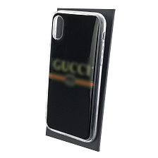 Чехол накладка для APPLE iPhone X, iPhone XS, силикон, глянцевый, рисунок Гуччи