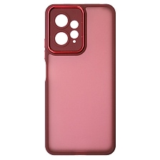 Чехол накладка KING для XIAOMI Redmi Note 12 4G, силикон, пластик, защита камеры, цвет окантовки бордовый