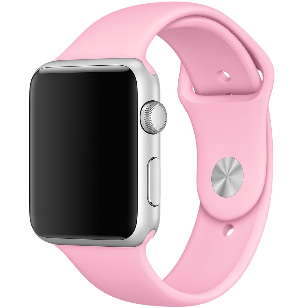 Ремешок для Apple Watch спортивный "Sport", размер 42-44 mm, цвет светло розовый.