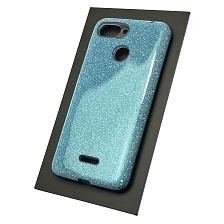 Чехол накладка Shine для XIAOMI Redmi 6, силикон, блестки, цвет голубой
