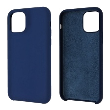 Чехол накладка Silicon Case для APPLE iPhone 11 Pro, силикон, бархат, цвет благородный синий