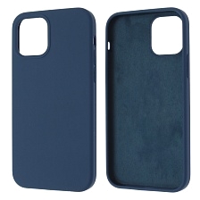 Чехол накладка Silicon Case для APPLE iPhone 12, iPhone 12 Pro, силикон, бархат, цвет темно синий