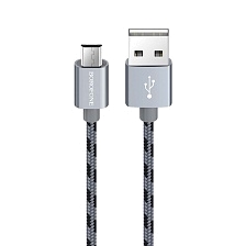 Кабель BOROFONE BX24 Ring current Micro USB, 2.4A, длина 1 метр, нейлоновая оплетка, цвет серый