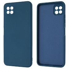 Чехол накладка для SAMSUNG Galaxy A22s 5G (SM-A226B), силикон, бархат, цвет темно синий