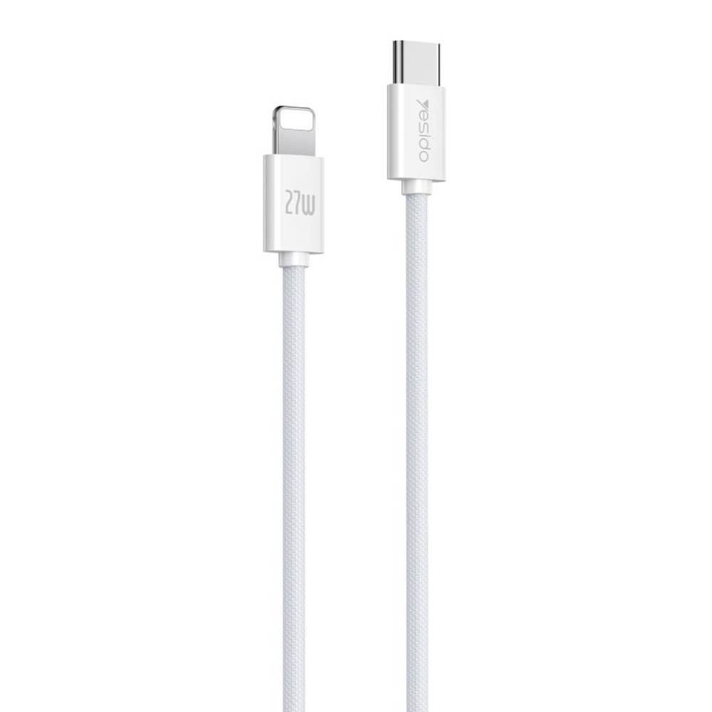 Кабель YESIDO CA171 USB Type C на Lightning 8 pin, PD27W, длина 2 метра, цвет белый Кабель YESIDO CA171 USB Type C на Lightning 8 pin, PD27W, длина 2 метра, цвет белый