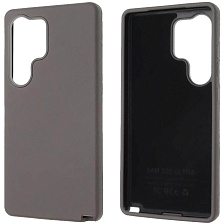 Чехол накладка для SAMSUNG Galaxy S25 Ultra, силикон, пластик, текстура кожи, цвет серый