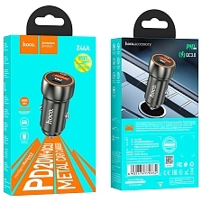 АЗУ (Автомобильное зарядное устройство) HOCO Z46A Blue whale, 20W, 1 USB A, 1 USB Type C, PD20W, QC3.0, цвет темно серебристый