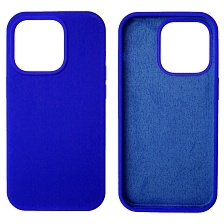 Чехол накладка Silicon Case для APPLE iPhone 14 Pro (6.1"), силикон, бархат, цвет космически синий