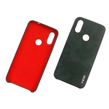 Чехол накладка для XIAOMI REDMI 7, силикон, экокожа, цвет чёрный.