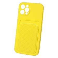 Чехол накладка CARD CASE для APPLE iPhone 12 Pro (6.1"), силикон, отдел для карт, цвет желтый