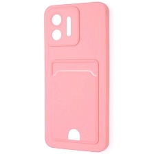 Чехол накладка BUTTON для Honor X5, защита камеры, силикон, отдел для карт, цвет розовый