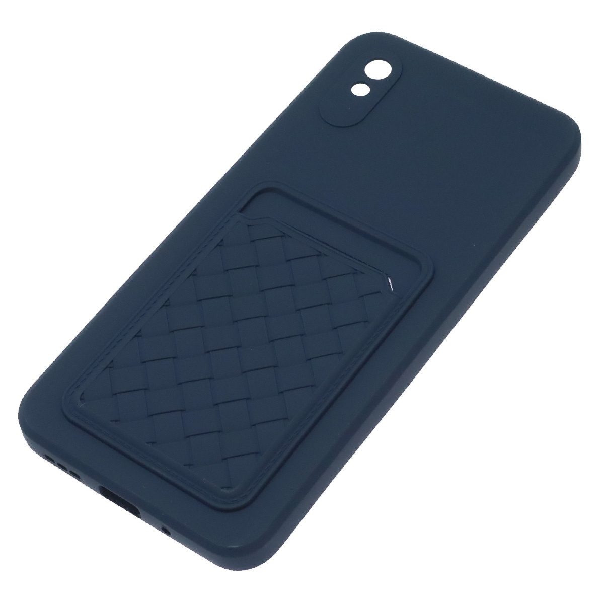 Чехол накладка CARD CASE для XIAOMI Redmi 9A, силикон, отдел для карт, цвет темно синий