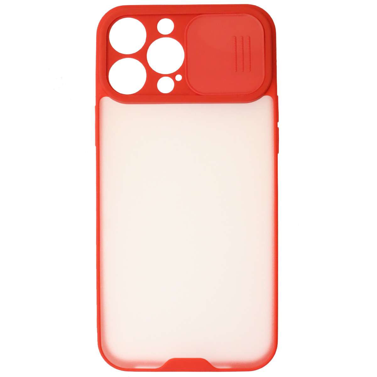 Чехол накладка LIFE TIME для APPLE iPhone 13 Pro Max (6.7), силикон, пластик, матовый, со шторкой для защиты задней камеры, цвет окантовки красный