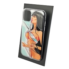 Чехол накладка для APPLE iPhone 11, силикон, глянцевый, блестки, рисунок Удивительная девушка