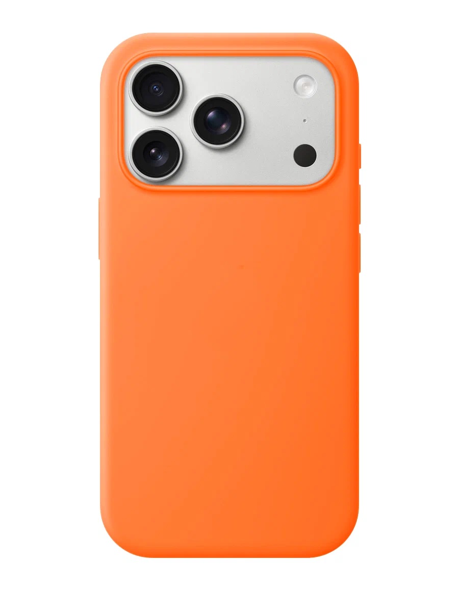 Чехол-накладка Silicone Case для Apple iPhone 17 Pro, L-ogo, бархатная подложка, цвет оранжевый